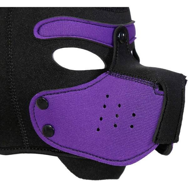 Neoprene Puppy Face Muzzle Dog Removable Full Head Hood Mask With Ears (One Size)