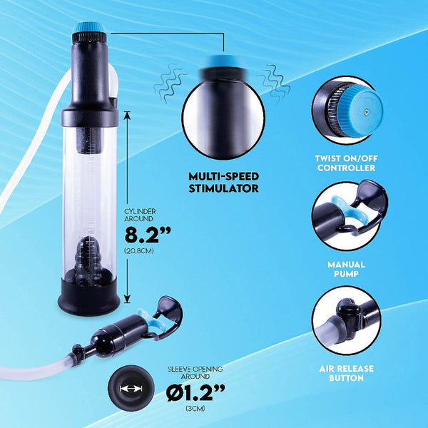 Penis Enlarger Vacuum Pump - Battery Operated Multi Speed Stimulator Vibrating，Stronger Bigger Erections Enlargement Extend Pump, Air Pressure Device