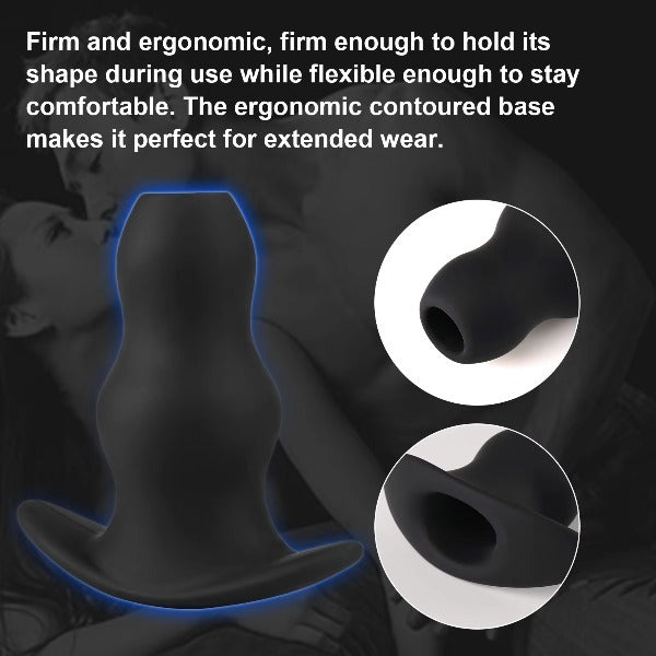 Hollow silicone anal plug, three sizes of anal dilator, for female and male buttocks expansion