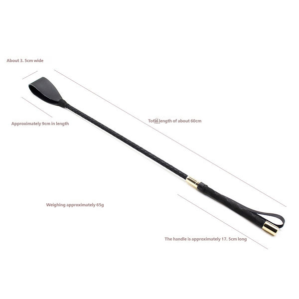 Black genuine leather riding whip