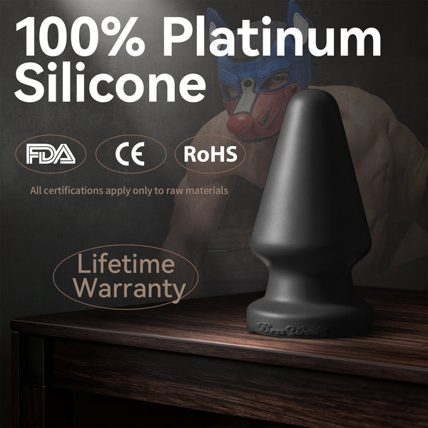 9.8 Inch Food Grade Platinum Silicone Stretcher Grip - FDA Standard Compliant Material - X Large Giant Anal Butt Plug - Vac-U-Lock System - Sex Toys for Men and Women (Black, X Large)