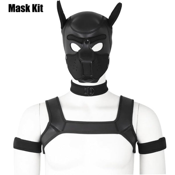 Neoprene Dog Full Face Puppy Mask Removable Pup Hood Halloween Mask