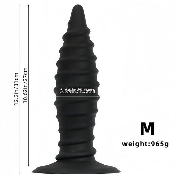 Threaded silicone tip super large super long giant penis anal plug fisting supplies
