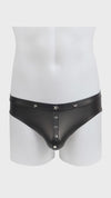 Men's Punk Rivet Faux Leather Briefs Plus Size Leather Thong Low Rise Men's Black Low Rise Fashion Briefs