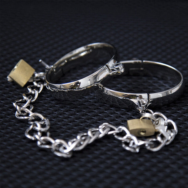 BDSM Alloy HandCuffs Leg Cuffs Fetish Wrist Ankle Restraint Bondage Free Padlock