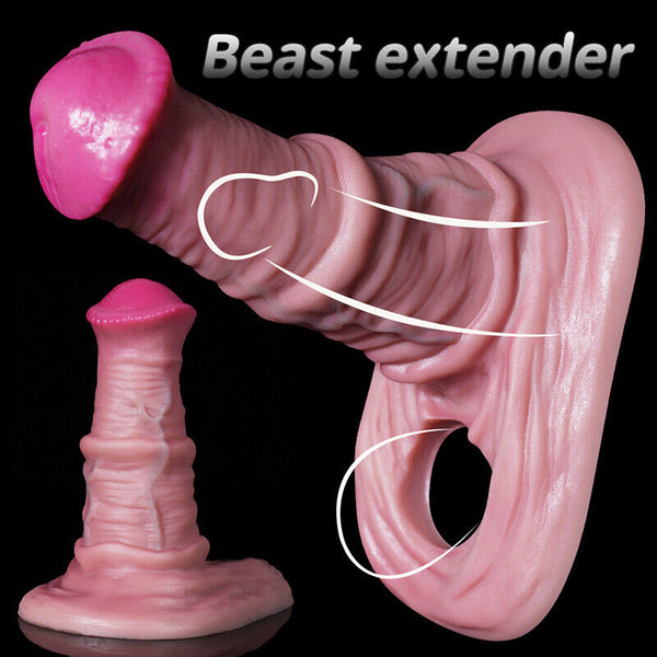 Men Penis Cock Girth Enhancer Dildo Thick Condom Extender Sheath Enlarge Sex Toy
