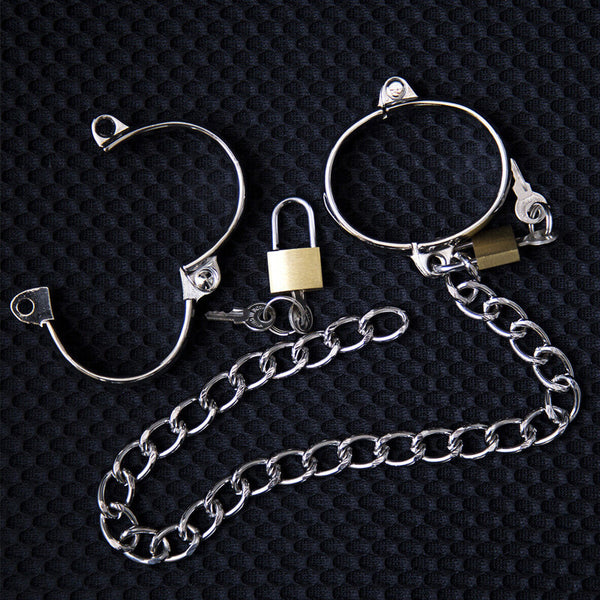 BDSM Alloy HandCuffs Leg Cuffs Fetish Wrist Ankle Restraint Bondage Free Padlock