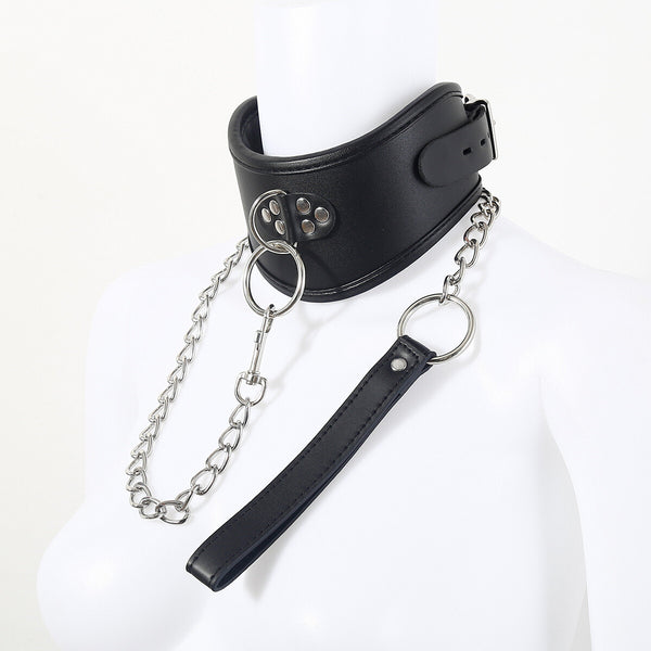 Soft PU leather Leather Bondage Posture Collar neck collar Restraint with leash